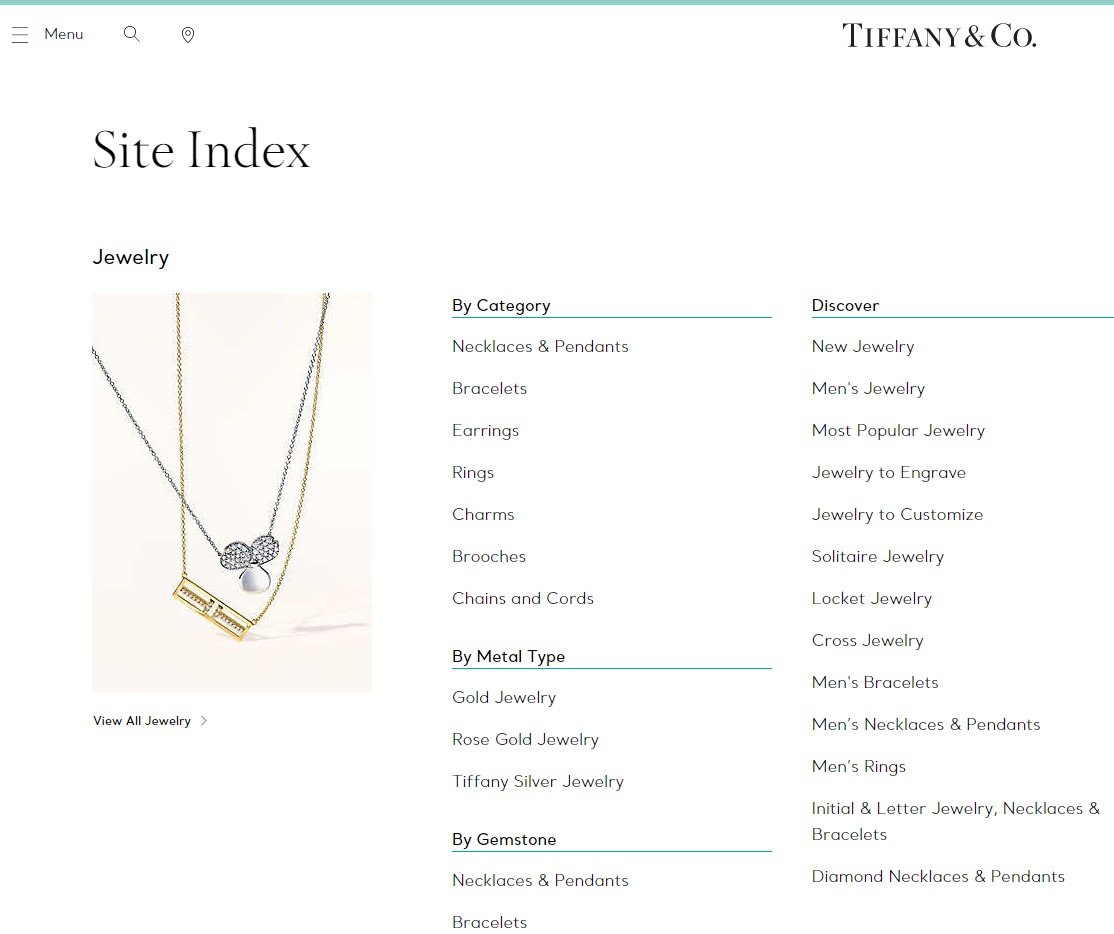 tiffany.com html sitemap