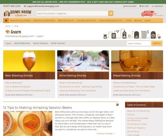 Home Brew Supply's blog homepage
