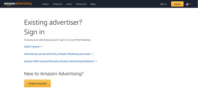 Sign up for an advertising account at Advertising.Amazon.com.