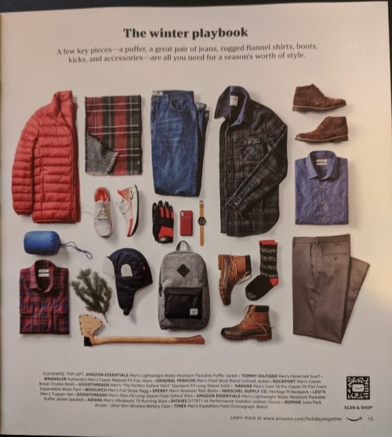 The winter clothing page has multiple curated items.