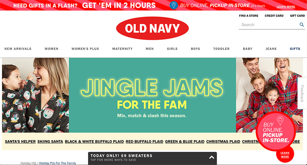 Old Navy's red logo for the holidays