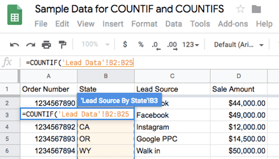 The range should appear as you select it in the Google Sheets' formula bar. Then type a comma and the criterion value. 