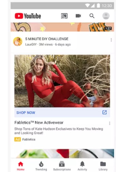 Discovery ads appear in a native format across Google’s feed.-based tools, such as this example YouTube home feed.