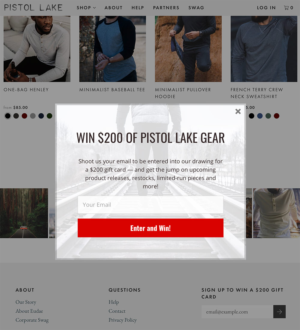 Pistol Lake email signup form