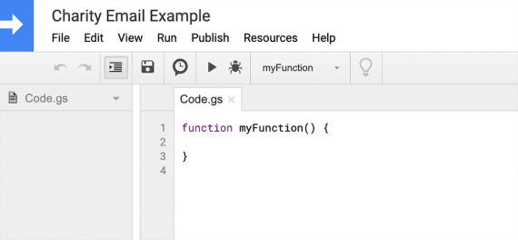 Use the script editor to write JavaScript functions to run on the spreadsheet.