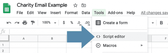 Associate Google spreadsheets with custom scripts via the "Script editor."