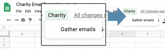 A new menu and menu item will appear on the spreadsheet.