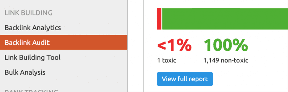 SEMrush and similar tools can generate backlink audits to identify toxic backlinks.