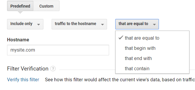 If you used “that are equal to” at the View level, use that same setting when verifying in your reports.