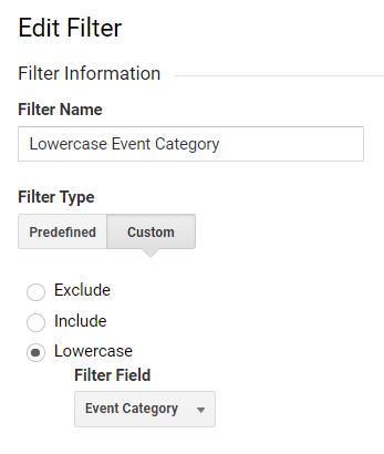 - purshoLOGY Uppercase and lowercase filters clean up the inconsistent case in Events, Pages, Campaigns, and more.