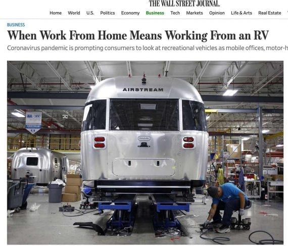 The Wall Street Journal's audience is investors and business professionals who might be interested in the market for RVs, not vacations.