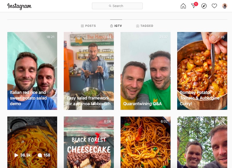 The founders of The Happy Pear, a vegetarian-based restaurant chain and food manufacturer, use IGTV to show recipes, behind-the-scenes cooking, and host Q&amp;As.