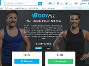 Screenshot of BodyFit web page