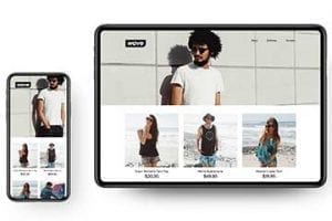 Screenshot of a sample ecommerce home page, from Ecwid