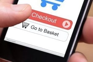 Photo of an ecommerce cart on a smartphone