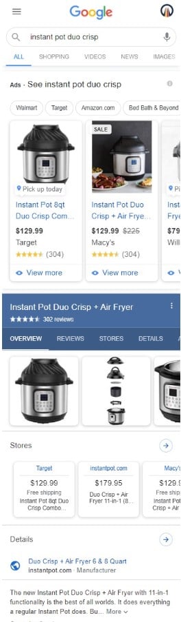 Sample Google product knowledge panel on mobile - purshoLOGY Sample Google product knowledge panel on mobile