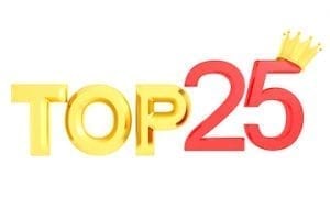 Text illustration that reads: Top 25