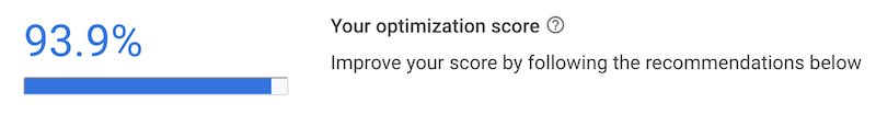 Screenshot of the Your optimization score text on Google