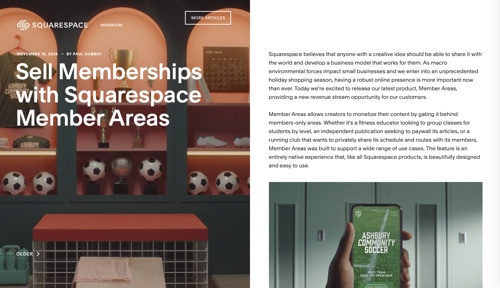 Home page: Squarespace Members Area