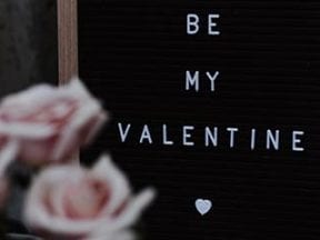 Illustration that reads, "Be My Valentine"