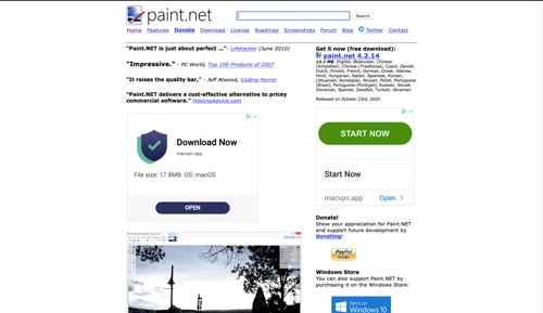 Paint.net home page