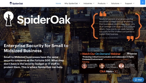 Home page of SpiderOak