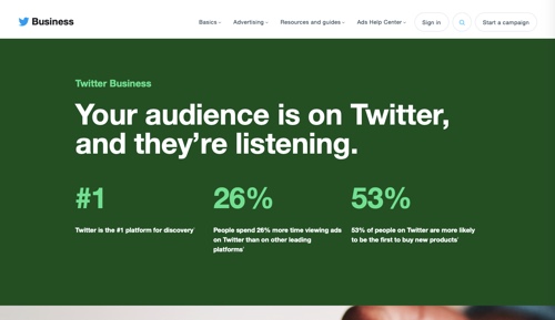 Screenshot of Twitter Business