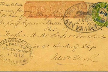 Image of an original letter delivered by the Pony Express