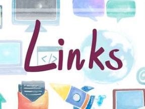 Illustration of computer devices with the word "Links" superimposed