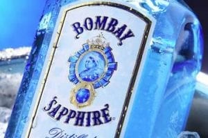 Photo of a bottle of Bombay Sapphire gin.