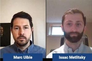 Screenshot of a video with Marc Uible and Isaac Metlitsky