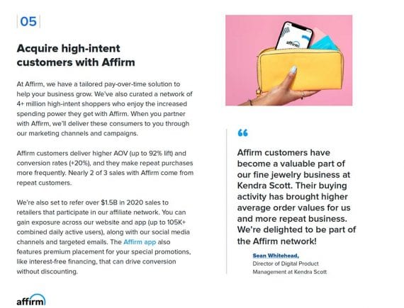 Screencapture of the final tactic in Affirm's ebook.