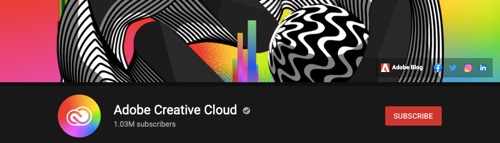 Page de chaîne YouTube d'Adobe Creative Cloud