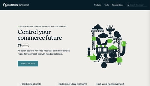 Home page of Mailchimp Open Commerce