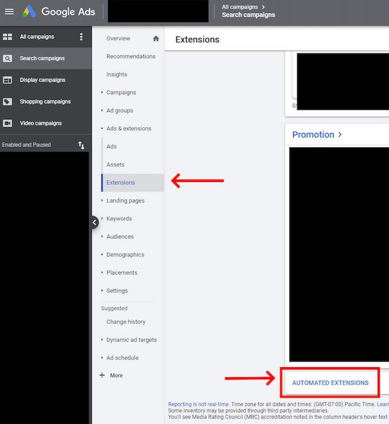 Capture d'écran de l'interface Google Ads pour vérifier la disponibilité des notes. Capture d'écran de l'interface Google Ads pour vérifier la disponibilité des notes.