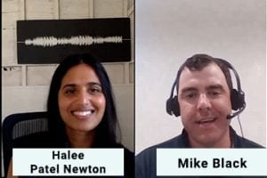 Screenshot of video showing Halee Patel Netwon and Mike Black