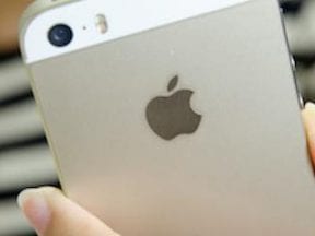 Photo of the back of an iPhone showing the Apple logo