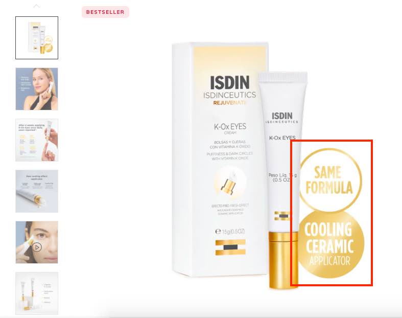 Product page screenshot for ISDIN eye cream
