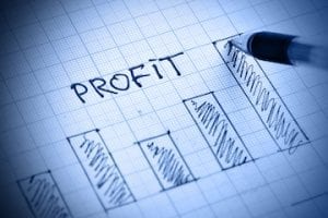Illustration of a bar graph with "Profit" written on it