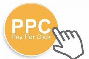 Illustration that reads "PPC Pay Per Click" in a circle
