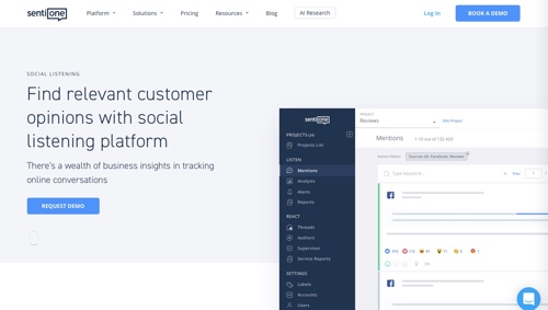 Home page of SentiOne