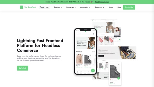 Home page of Vue Storefront