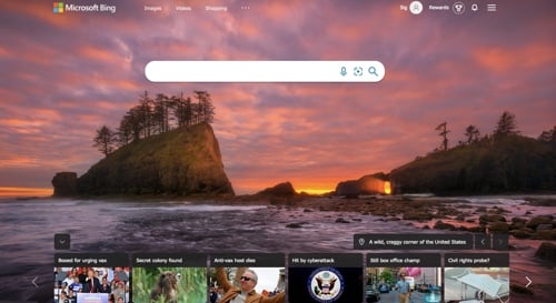 Home page of Bing