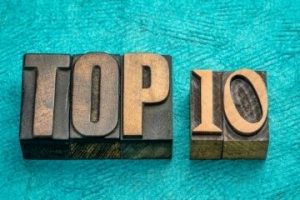 Illustration using old-fashion lead type that reads "Top 10"