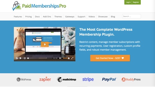 Home page of Paid Memberships Pro