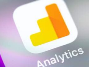 Image of a Google Analytics logo on a smartphone screen