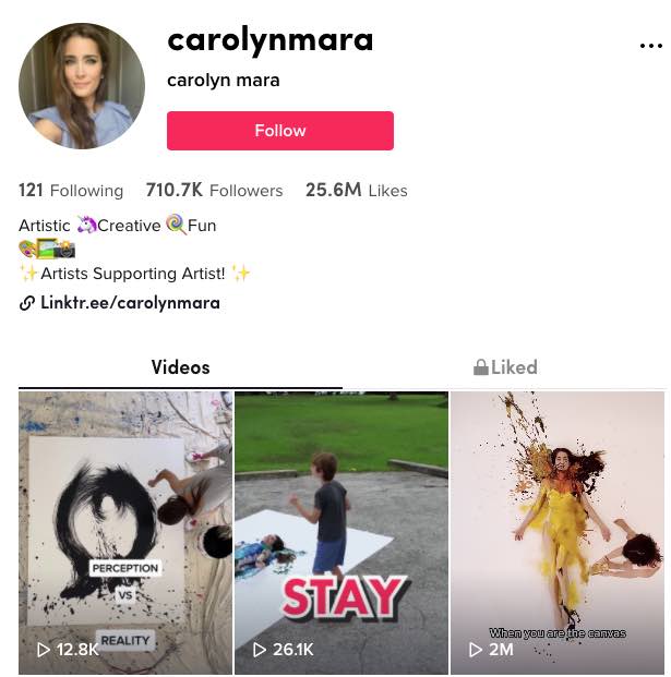 Carolyn Mara's TikTok page