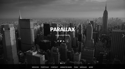 Page d'accueil de Parallax