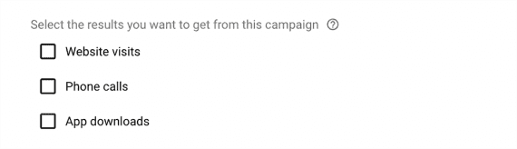 Screenshot of setup page the choose a campaign goal