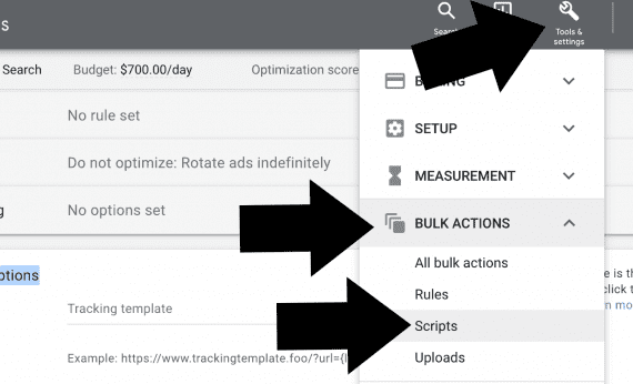 Screenshot of Google Ads admin section for setting up a custom script Screenshot of Google Ads admin section for setting up a custom script